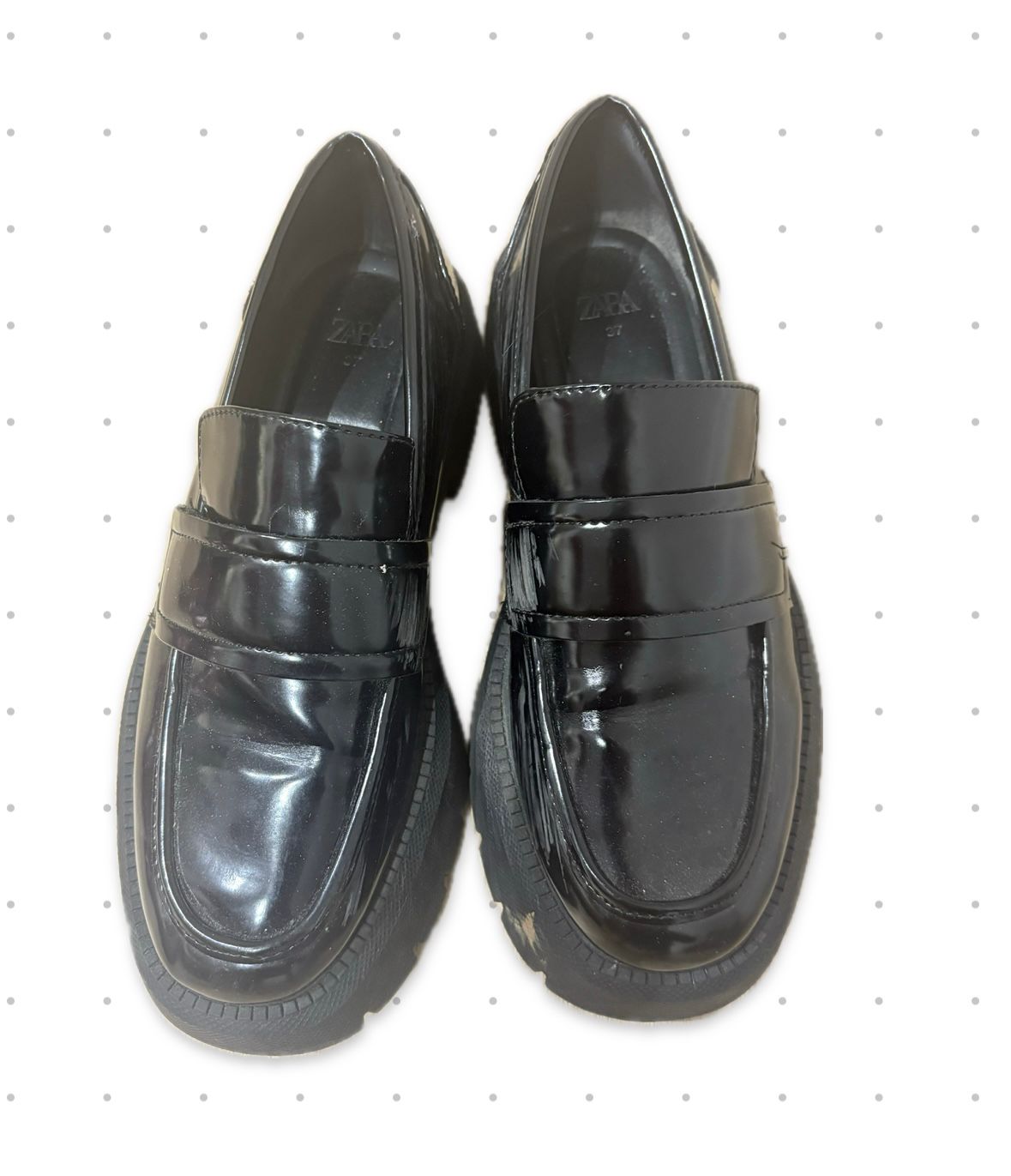 Black patent chunky loafers